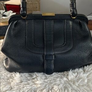 Vintage navy Leather hand Bag